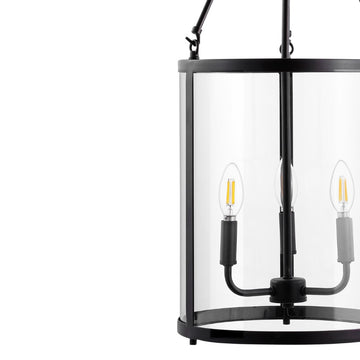 Kinsley 12" Industrial Farmhouse Iron/Glass LED Pendant - JONATHAN Y